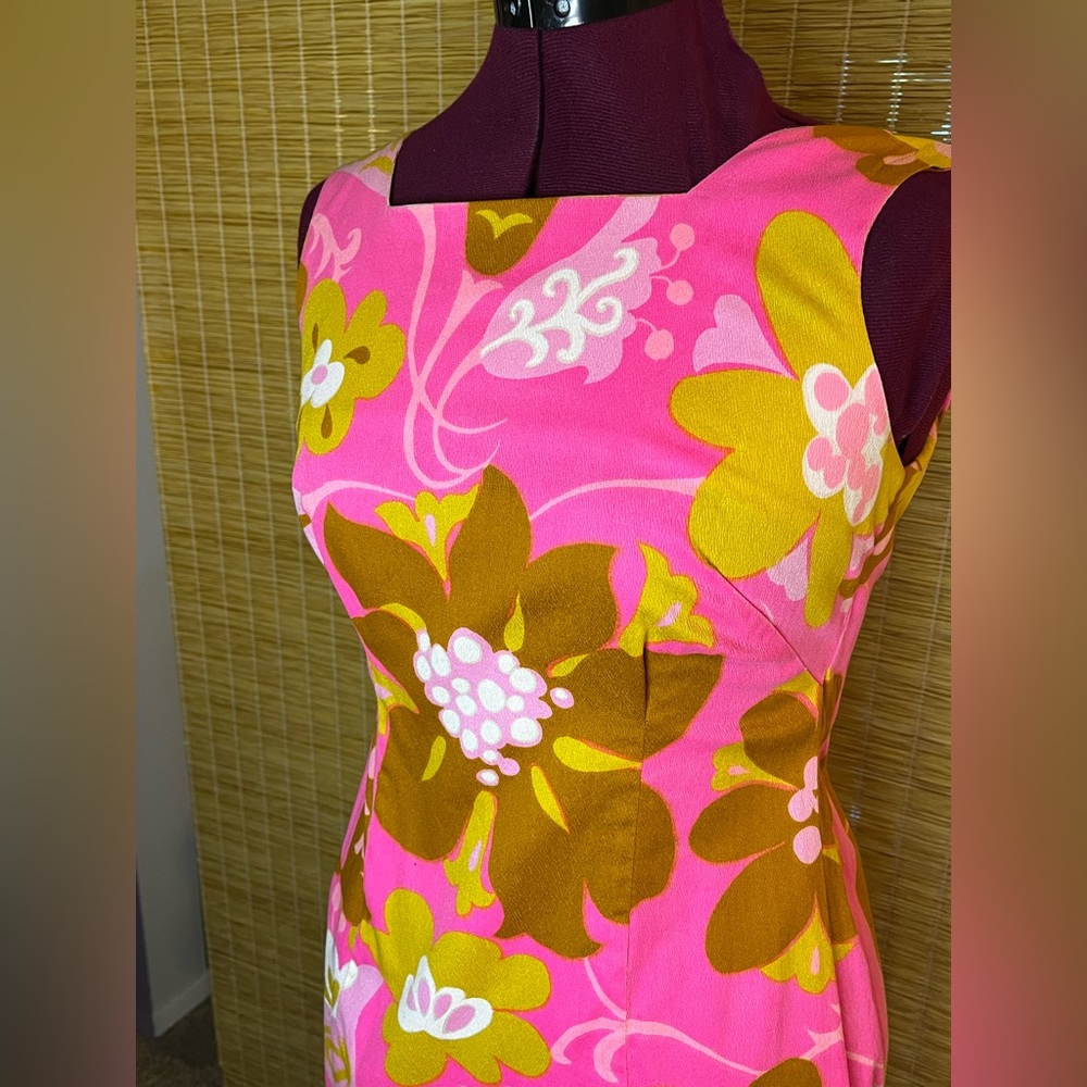 Vintage Hawaiian barkcloth maxi dress